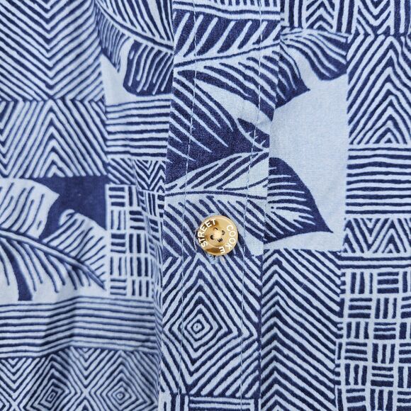 Cooke Street Shirt Mens Large Hawaiian Blue Tapa Camp Button Up All Over Print - Picture 3 of 10